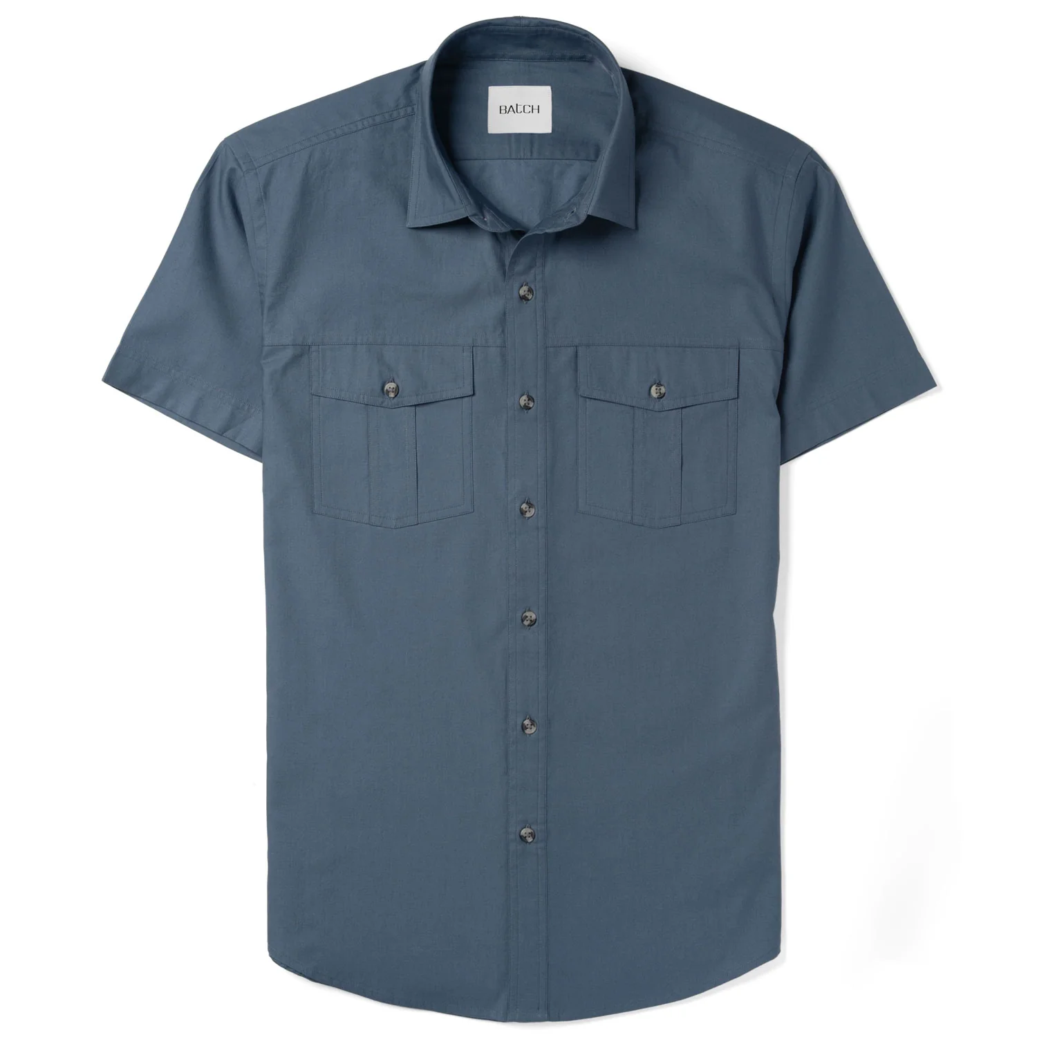 Primer Short Sleeve Utility Shirt – Stone Blue Mercerized Cotton - Image 2