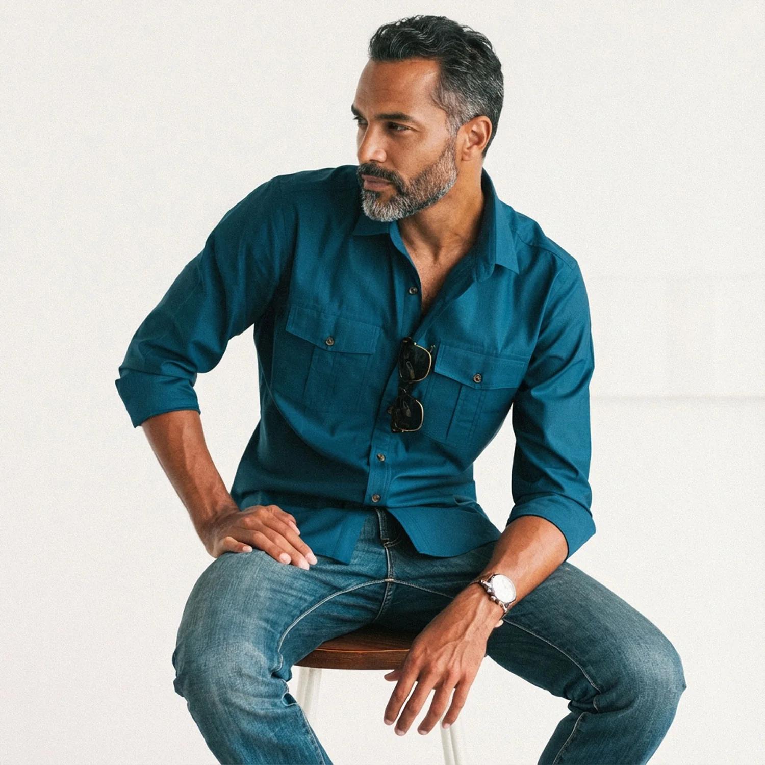 Primer Utility Shirt – Cobalt Blue Mercerized Cotton - Image 5