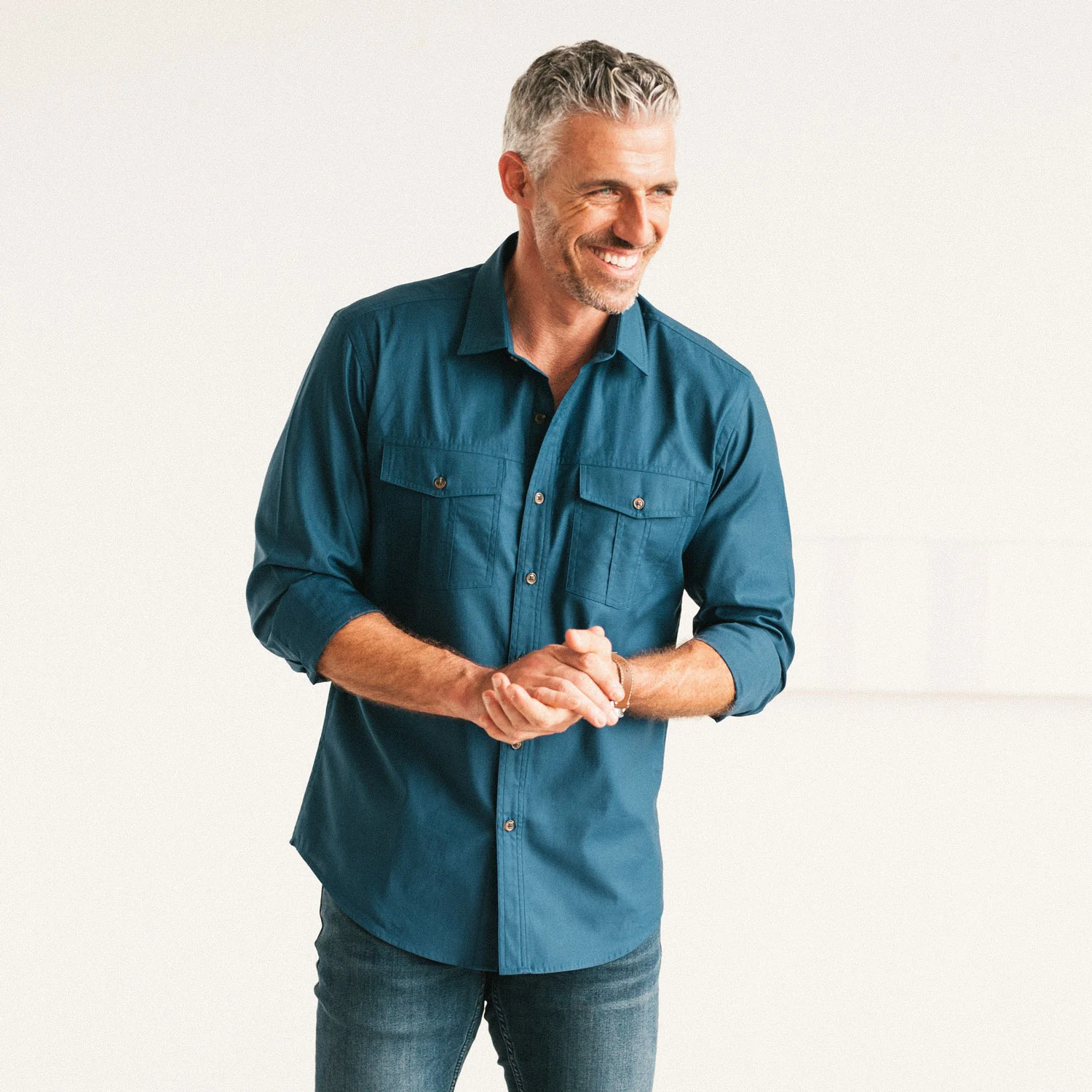 Primer Utility Shirt – Cobalt Blue Mercerized Cotton - Image 6