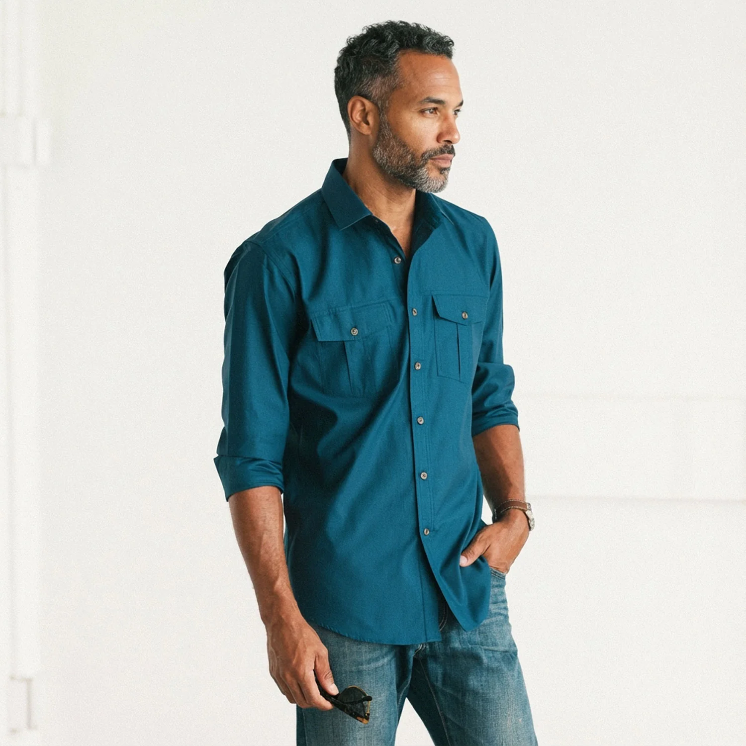 Primer Utility Shirt – Cobalt Blue Mercerized Cotton - Image 7