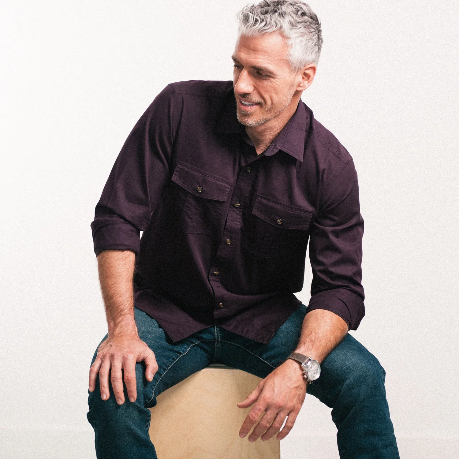 Primer Utility Shirt – Dark Burgundy Cotton Twill - Image 6