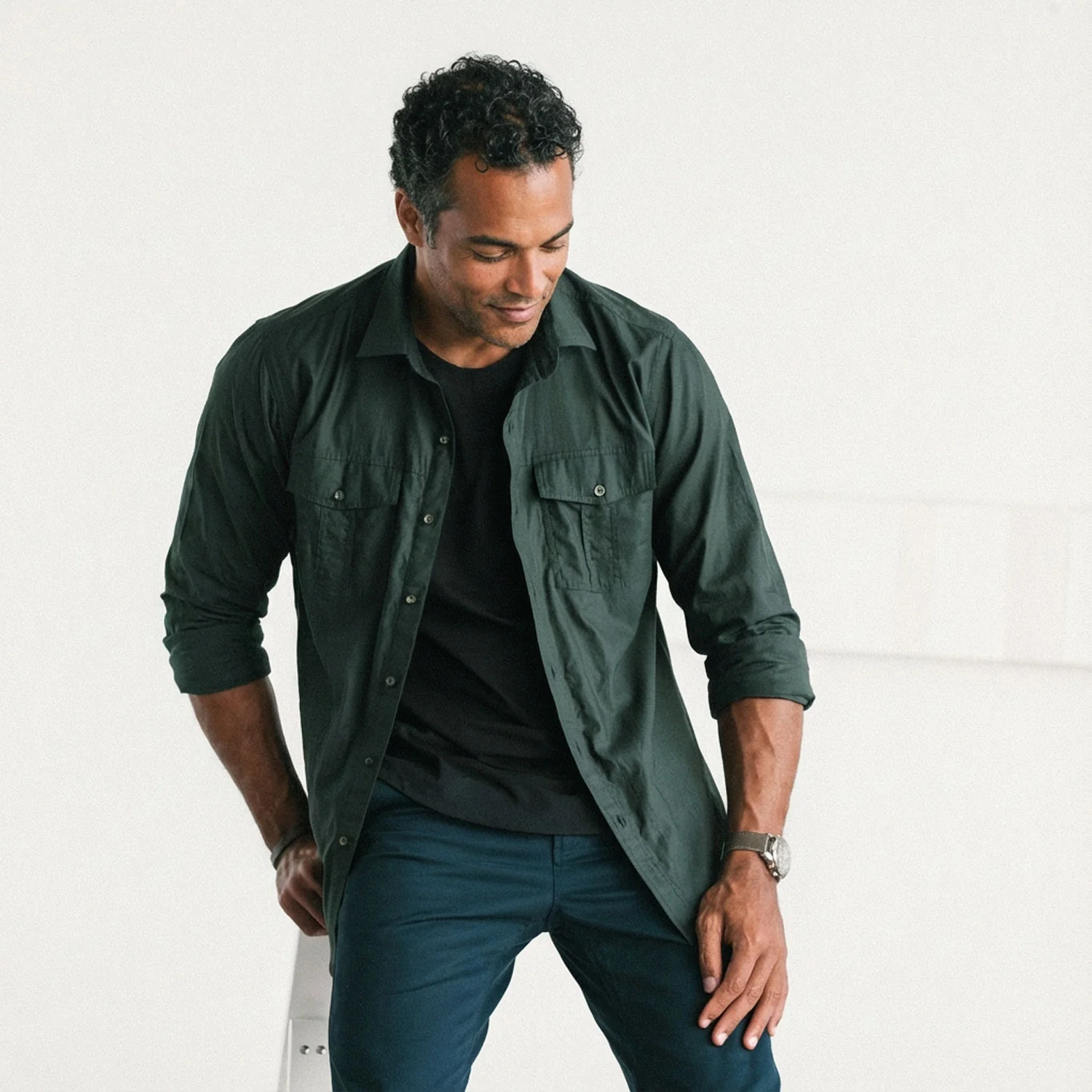 Primer Utility Shirt – Forest Green Cotton Twill - Image 5