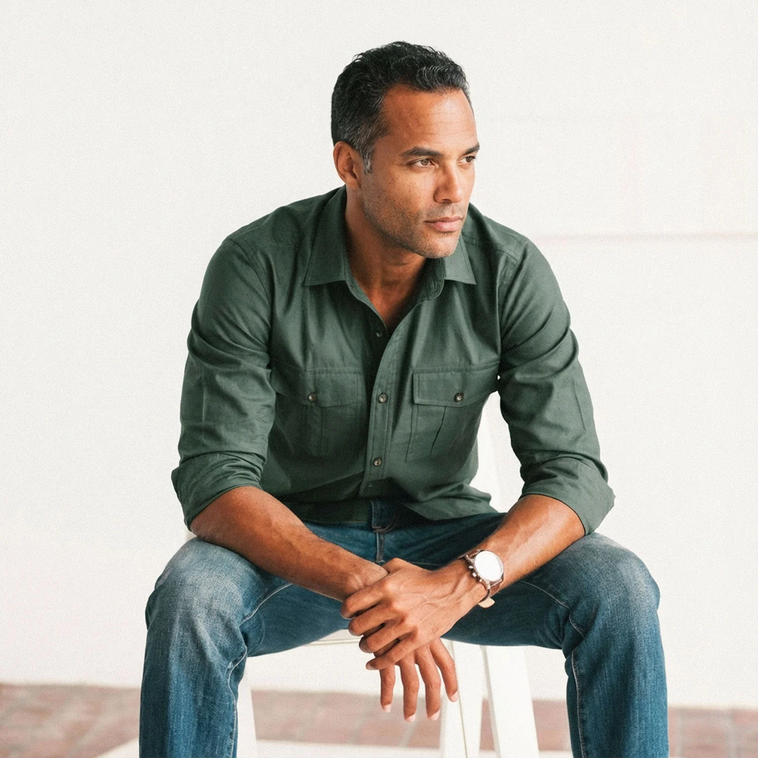 Primer Utility Shirt – Forest Green Cotton Twill - Image 6