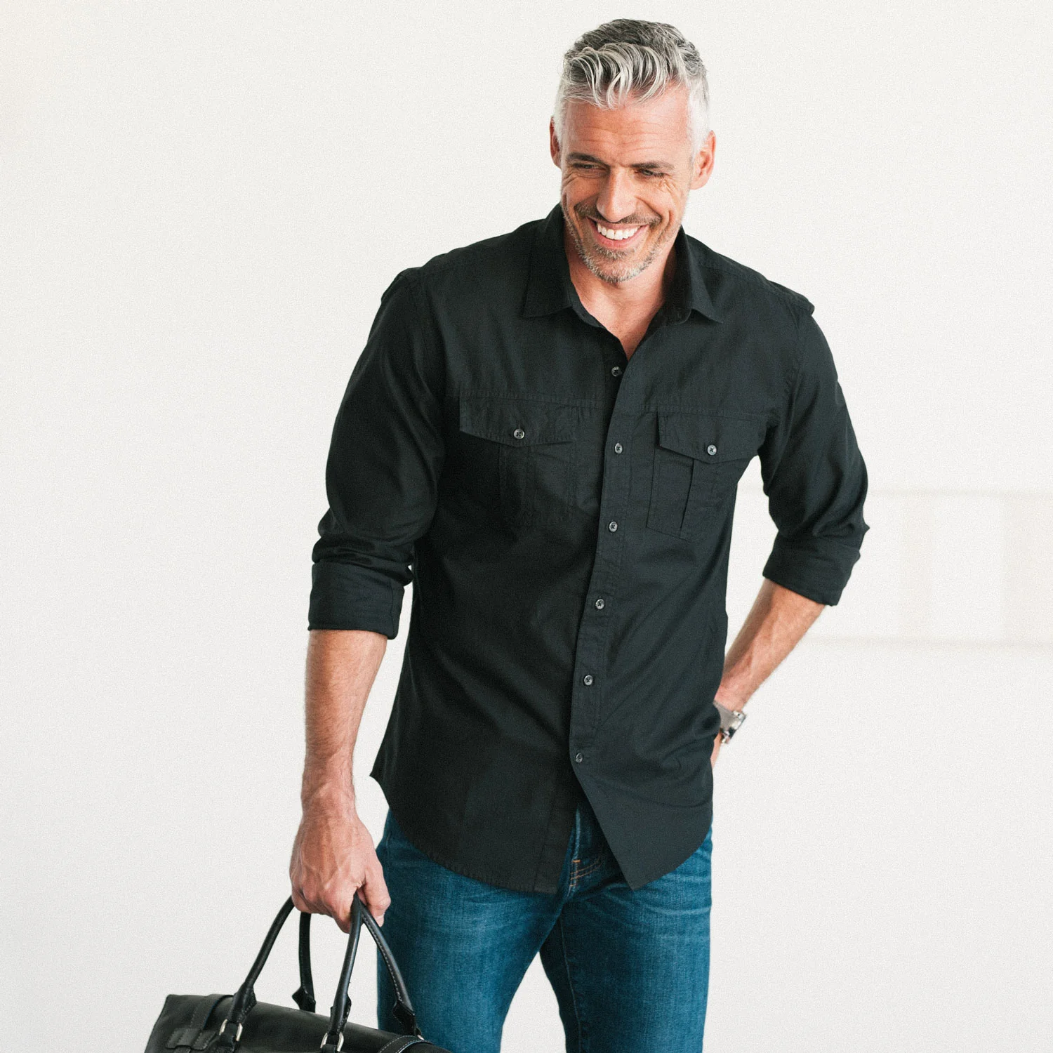 Primer Utility Shirt – Jet Black Cotton Twill - Image 5