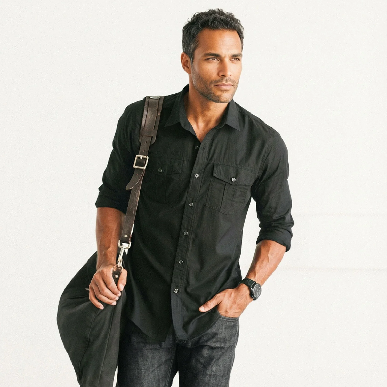 Primer Utility Shirt – Jet Black Cotton Twill - Image 6