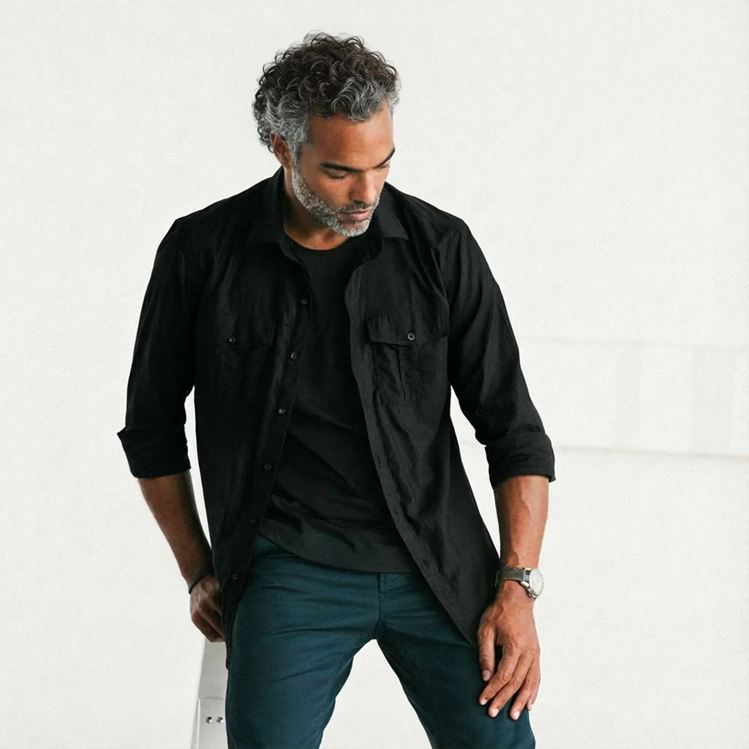 Primer Utility Shirt – Jet Black Cotton Twill - Image 8