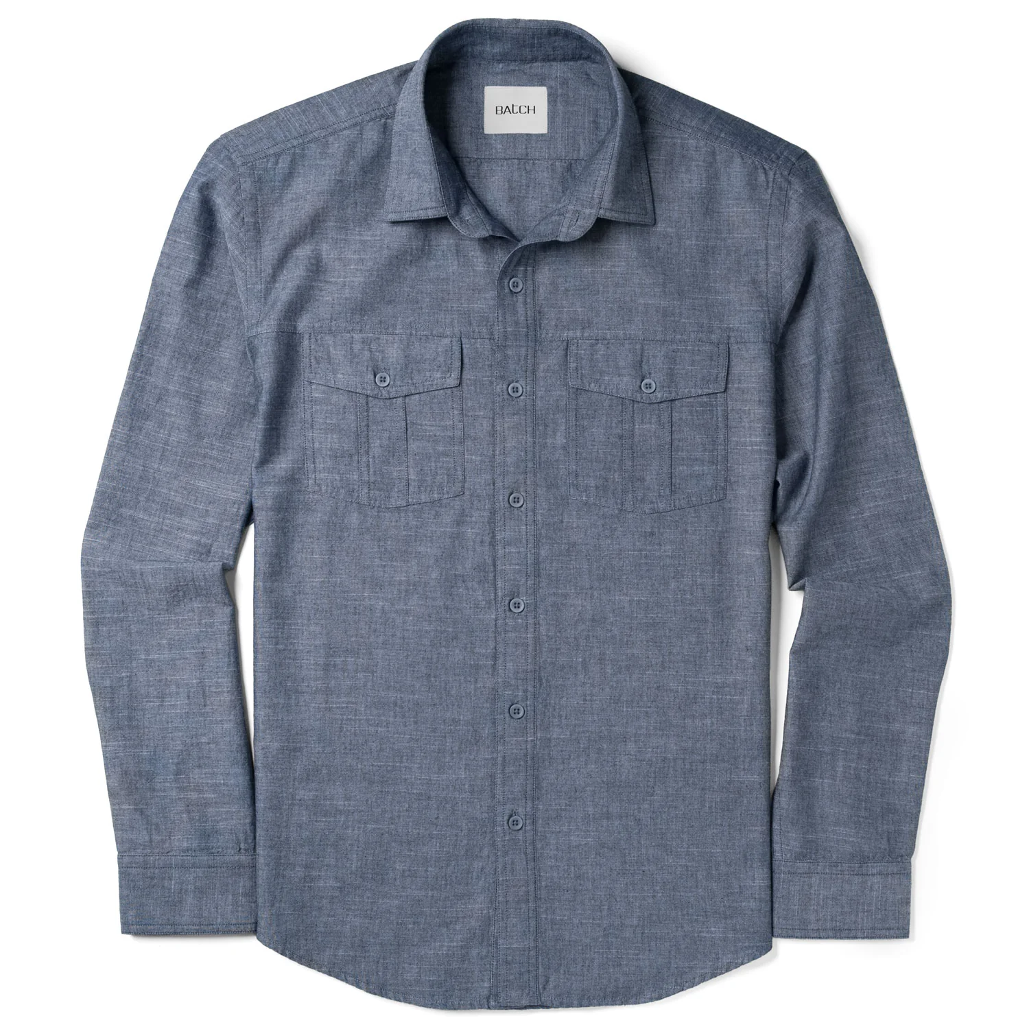 Primer Utility Shirt – Navy Blue Cotton Slub Chambray - Image 2