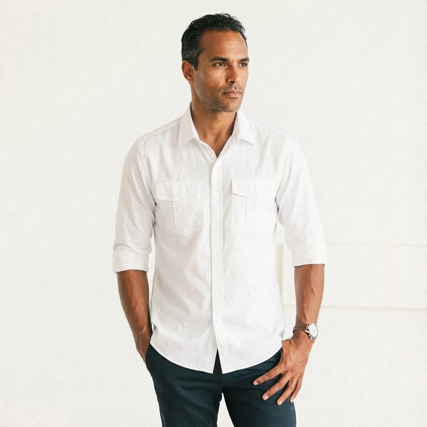 Primer Utility Shirt – Pure White Cotton Twill - Image 5