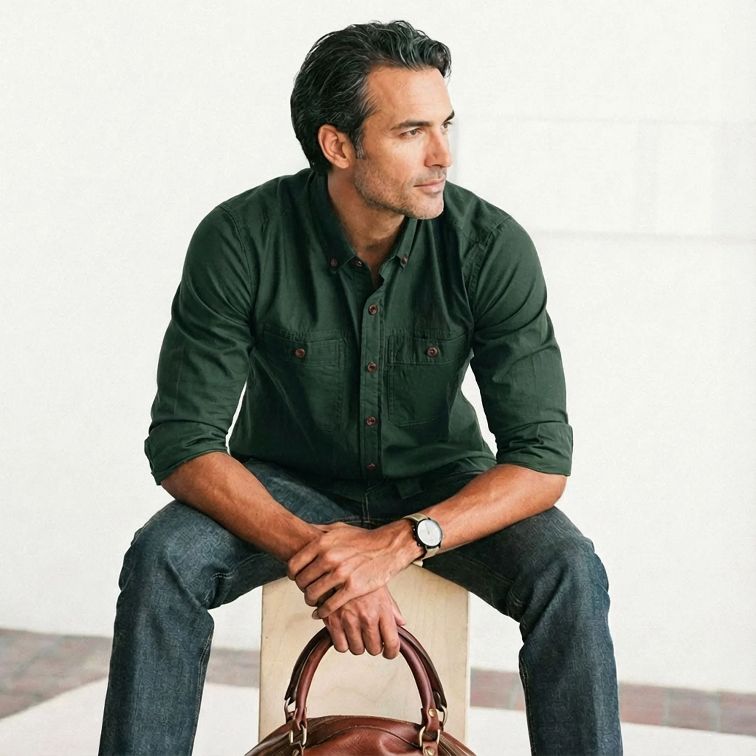 Rogue Utility Shirt – Dark Forest Green Cotton Twill - Image 5