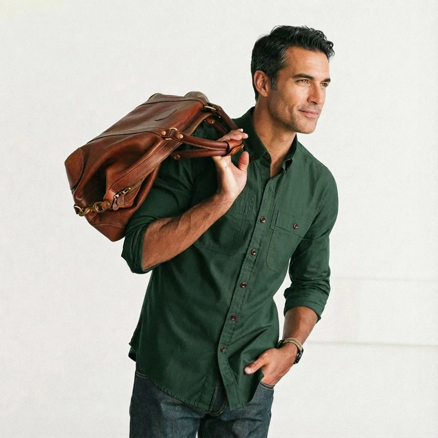 Rogue Utility Shirt – Dark Forest Green Cotton Twill - Image 6
