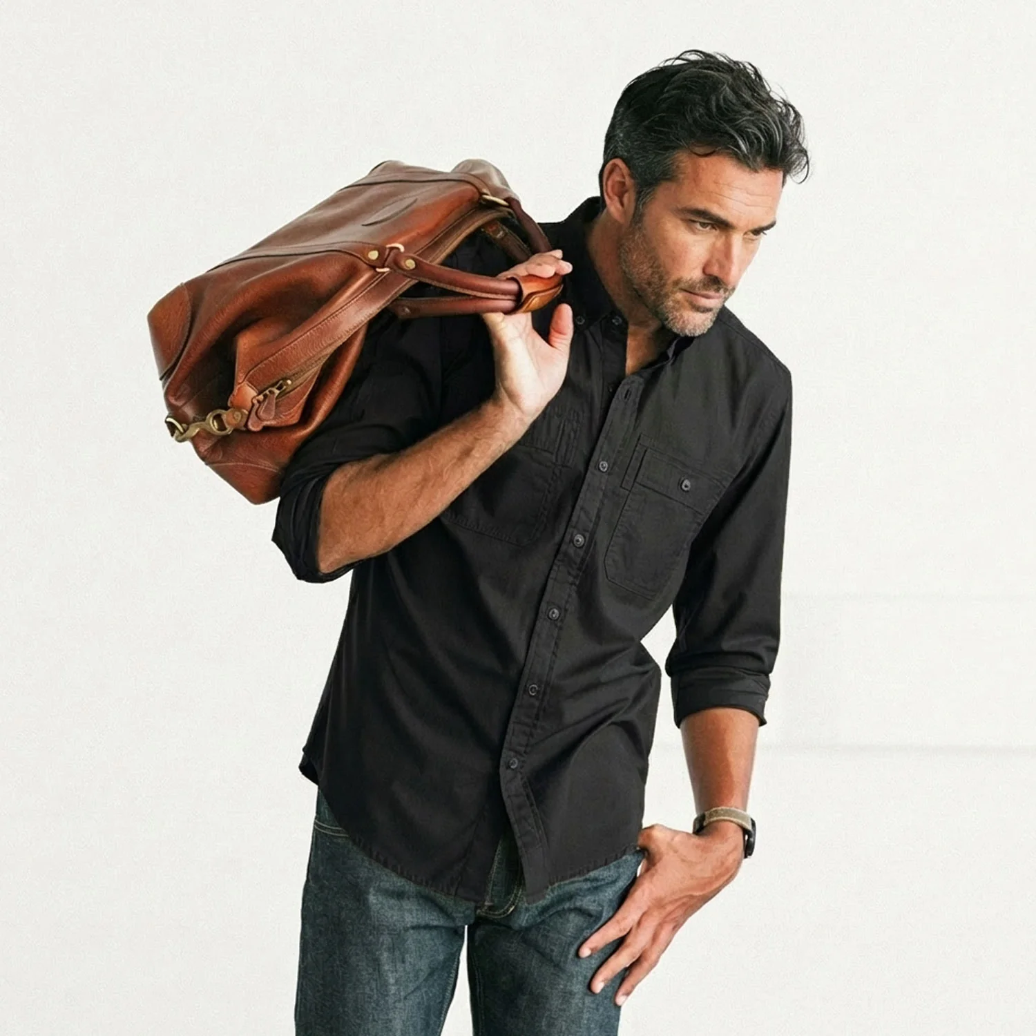 Rogue Utility Shirt – Jet Black Cotton Twill - Image 5