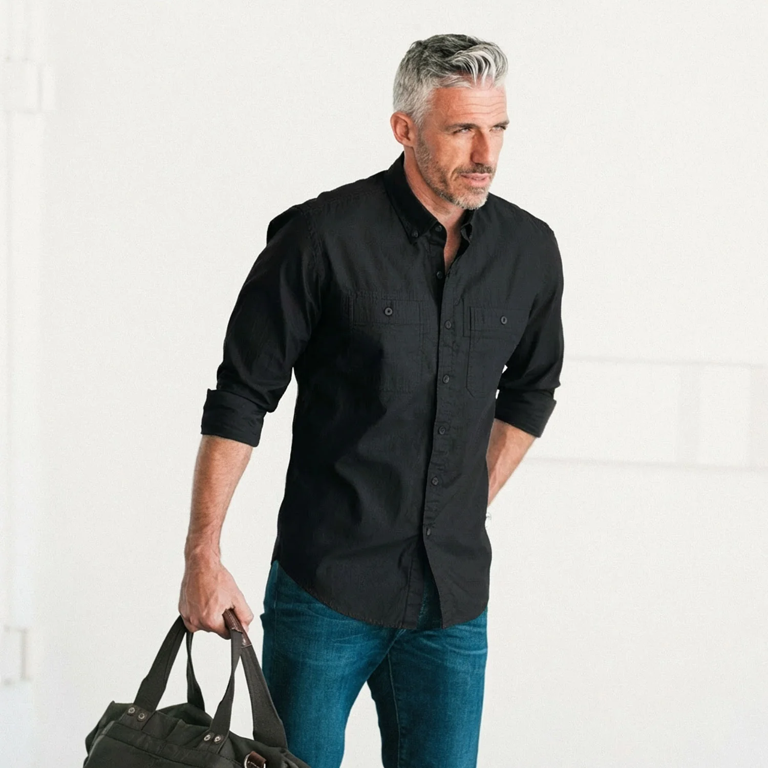 Rogue Utility Shirt – Jet Black Cotton Twill - Image 6