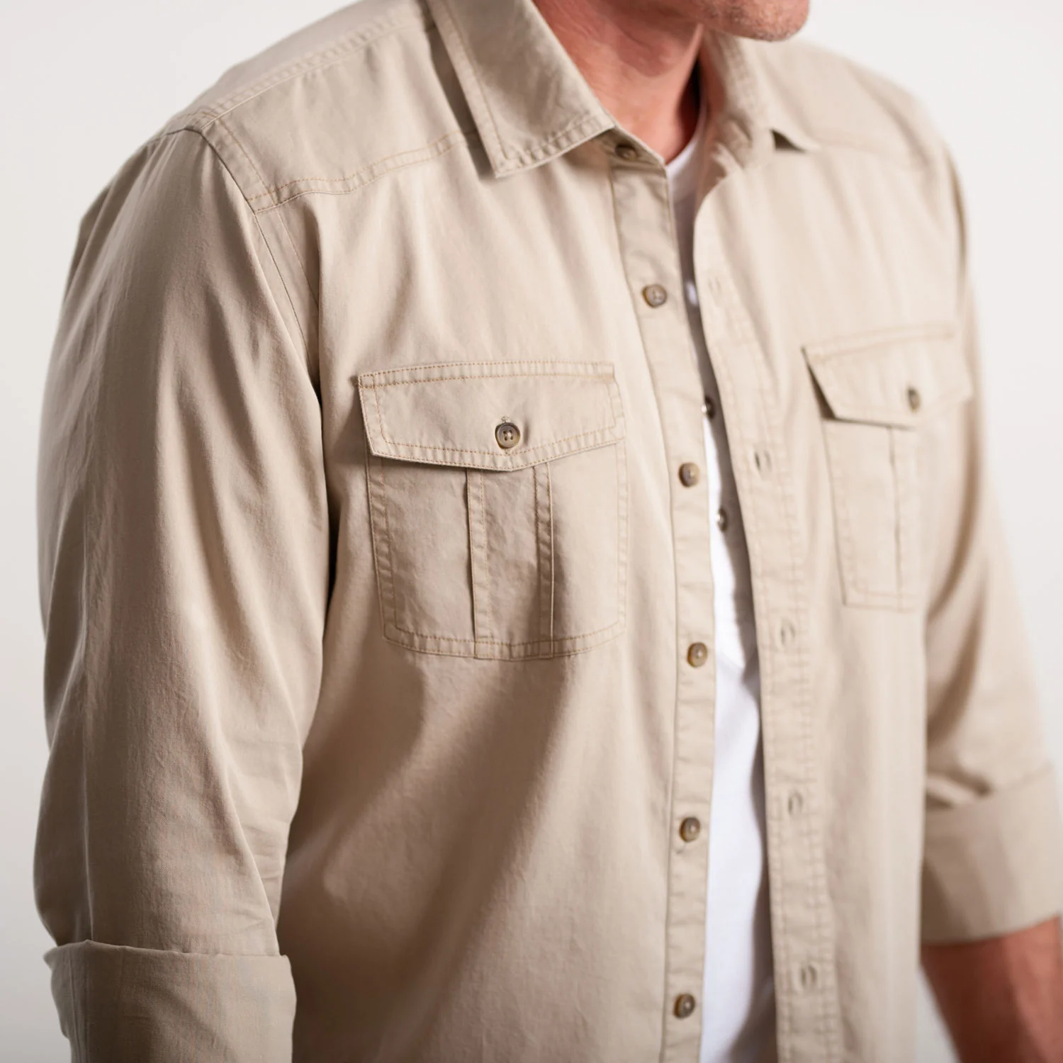 Shepherd Western Shirt – Desert Stone Cotton Twill - Image 6