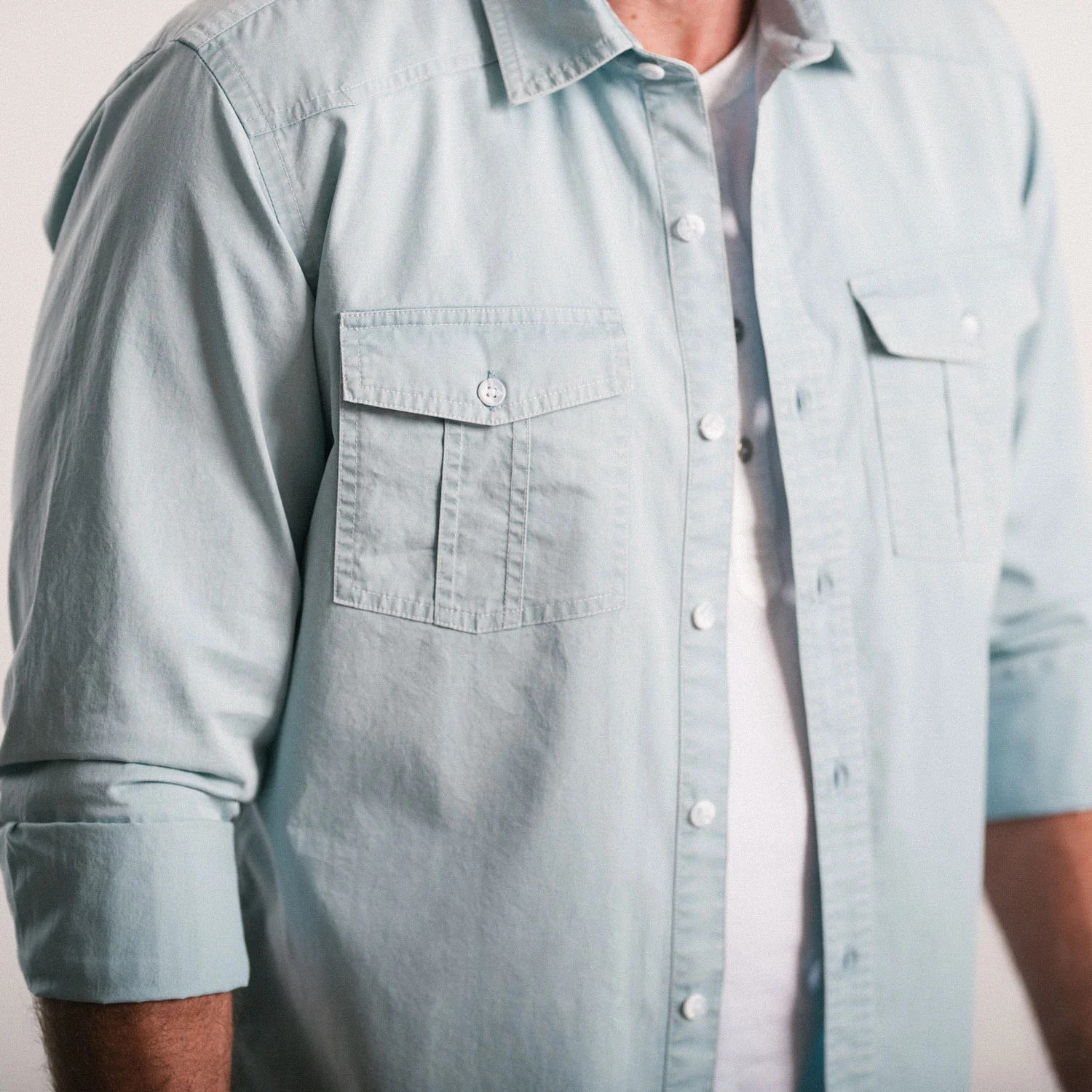 Shepherd Western Shirt – Light Blue Cotton Twill - Image 5