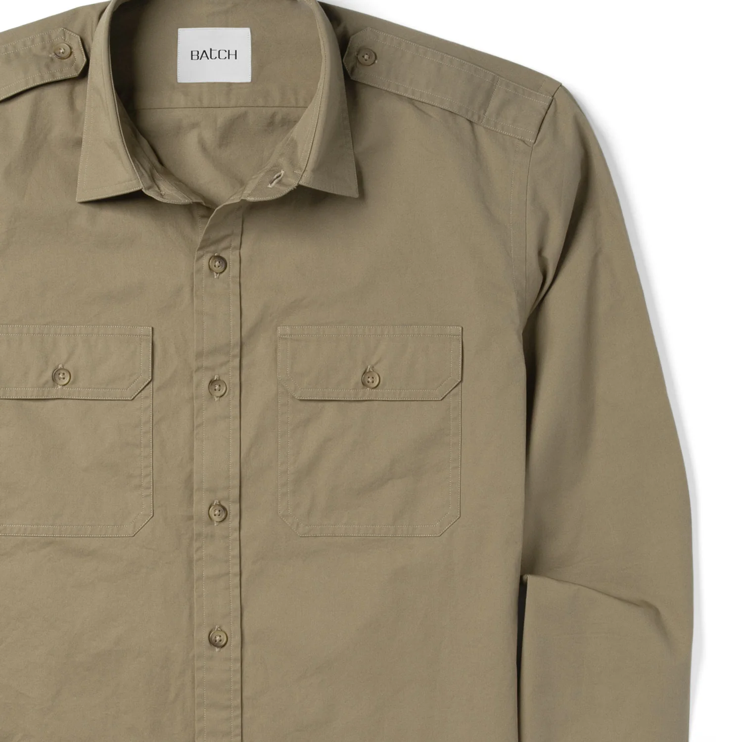 Smith Utility Shirt – Light Fatigue Khaki Cotton Twill - Image 3