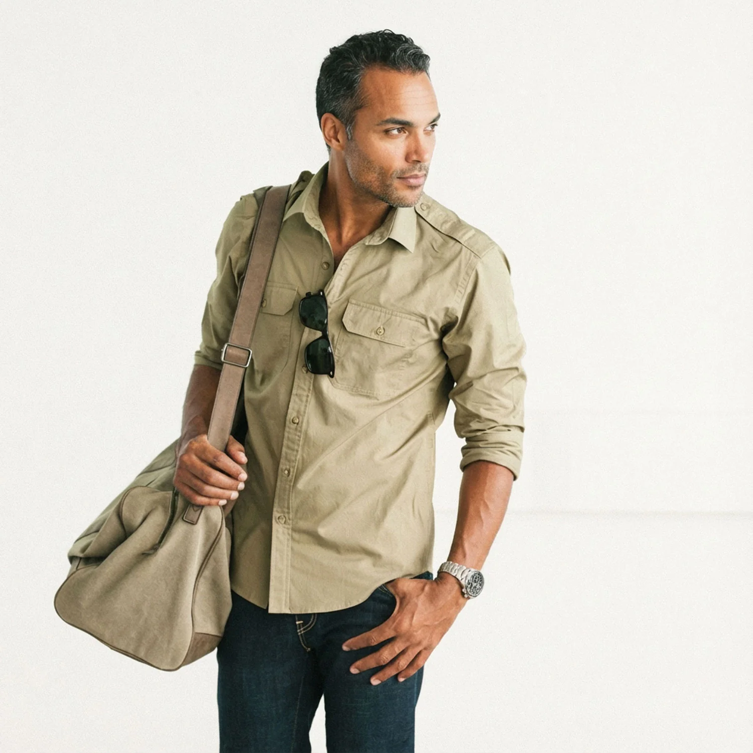 Smith Utility Shirt – Light Fatigue Khaki Cotton Twill - Image 5