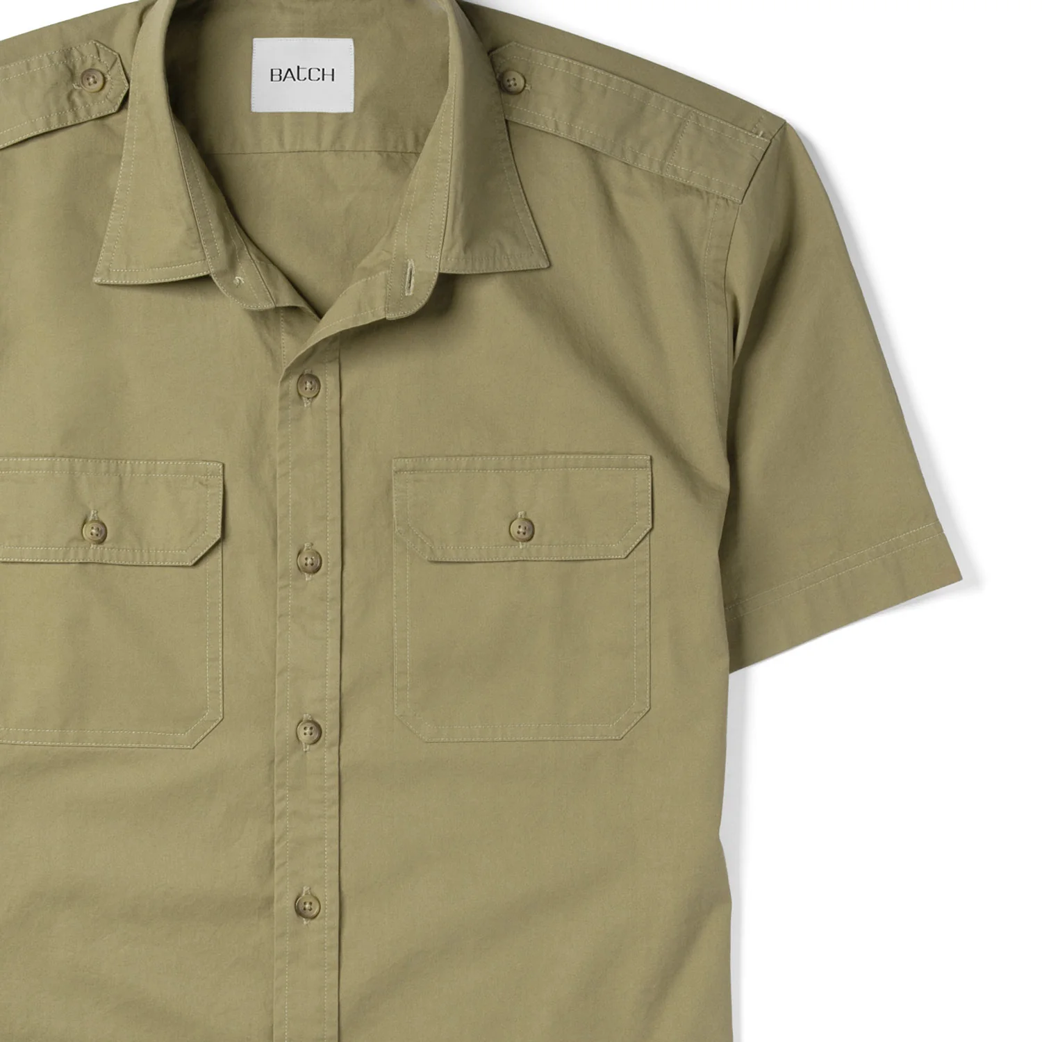 Smith Utility Short Sleeve Shirt – Light Fatigue Cotton Twill - Image 3