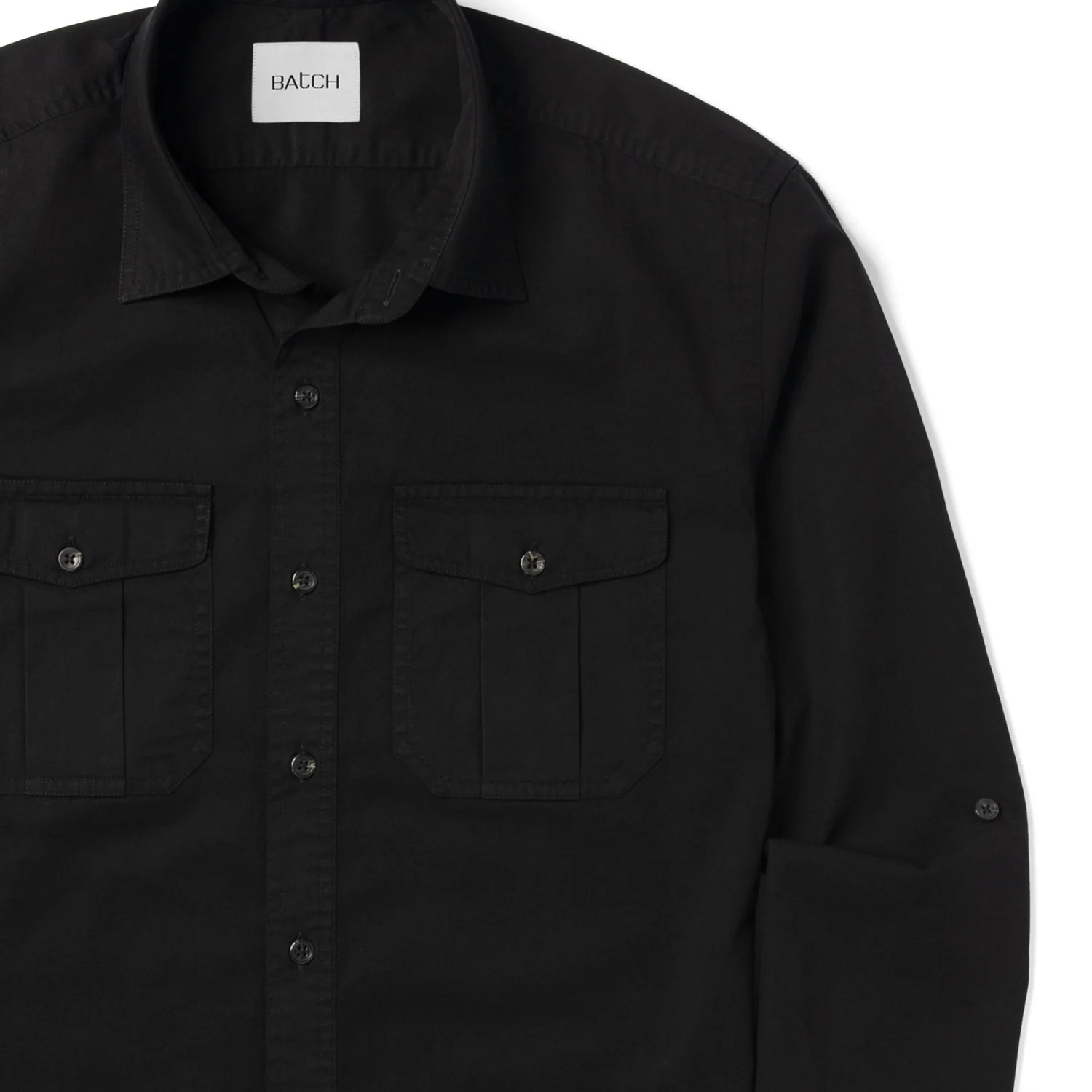Work Utility Shirt – Black Cotton Twill - Image 4