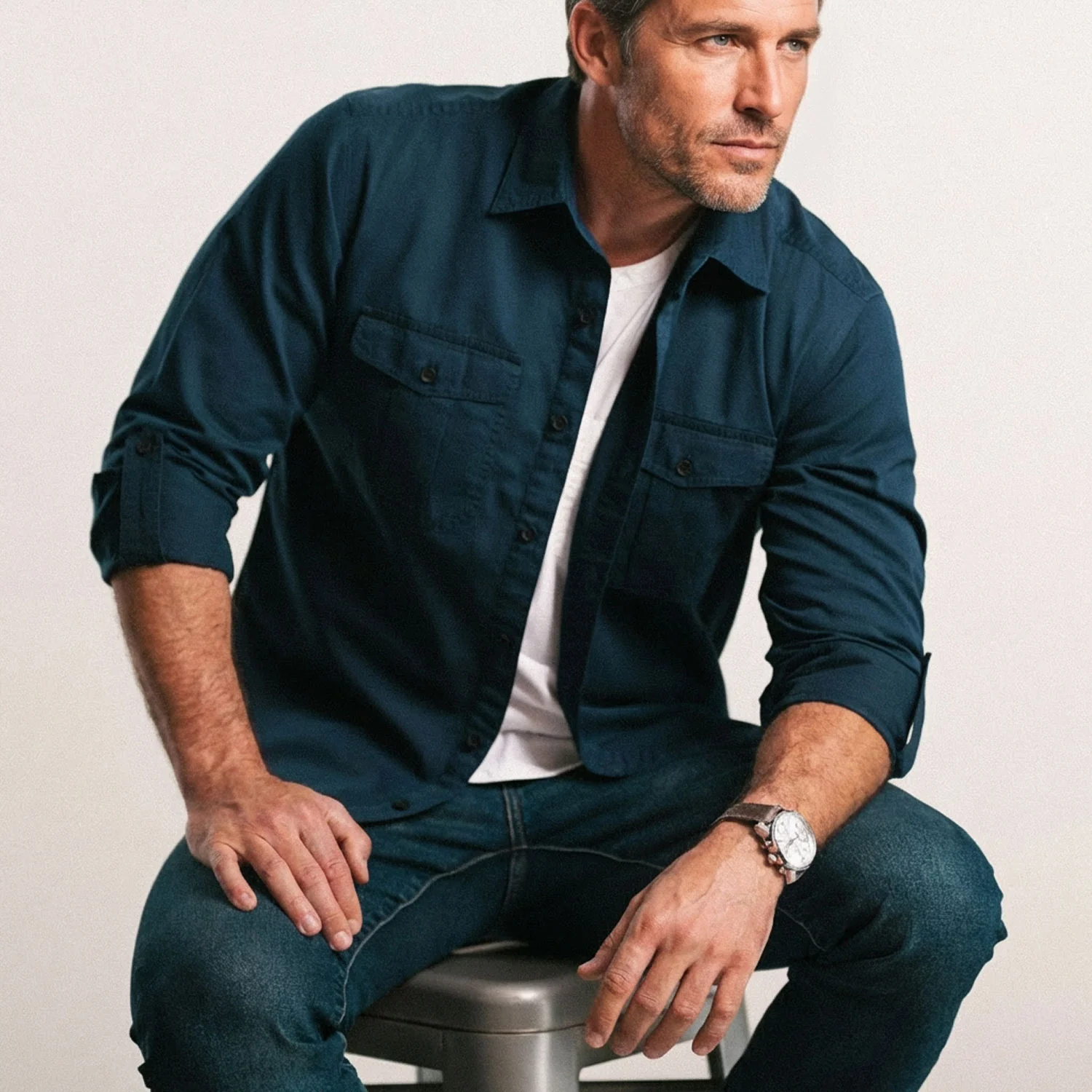 Work Utility Shirt – Dark Navy Cotton Twill
