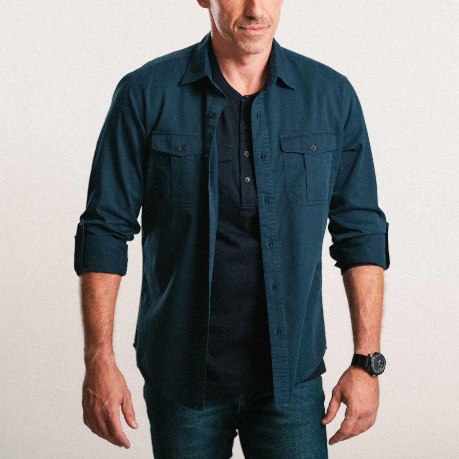 Work Utility Shirt – Dark Navy Cotton Twill - Image 10