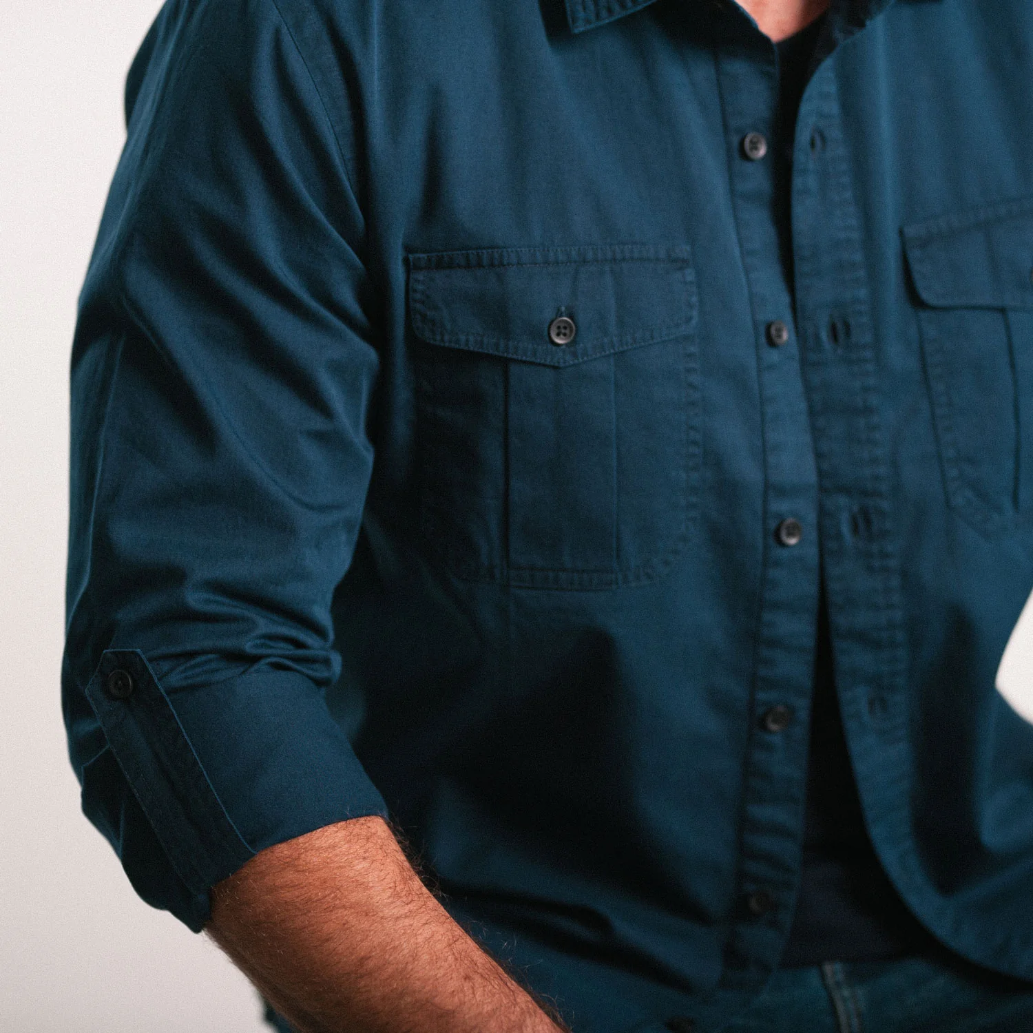 Work Utility Shirt – Dark Navy Cotton Twill - Image 5