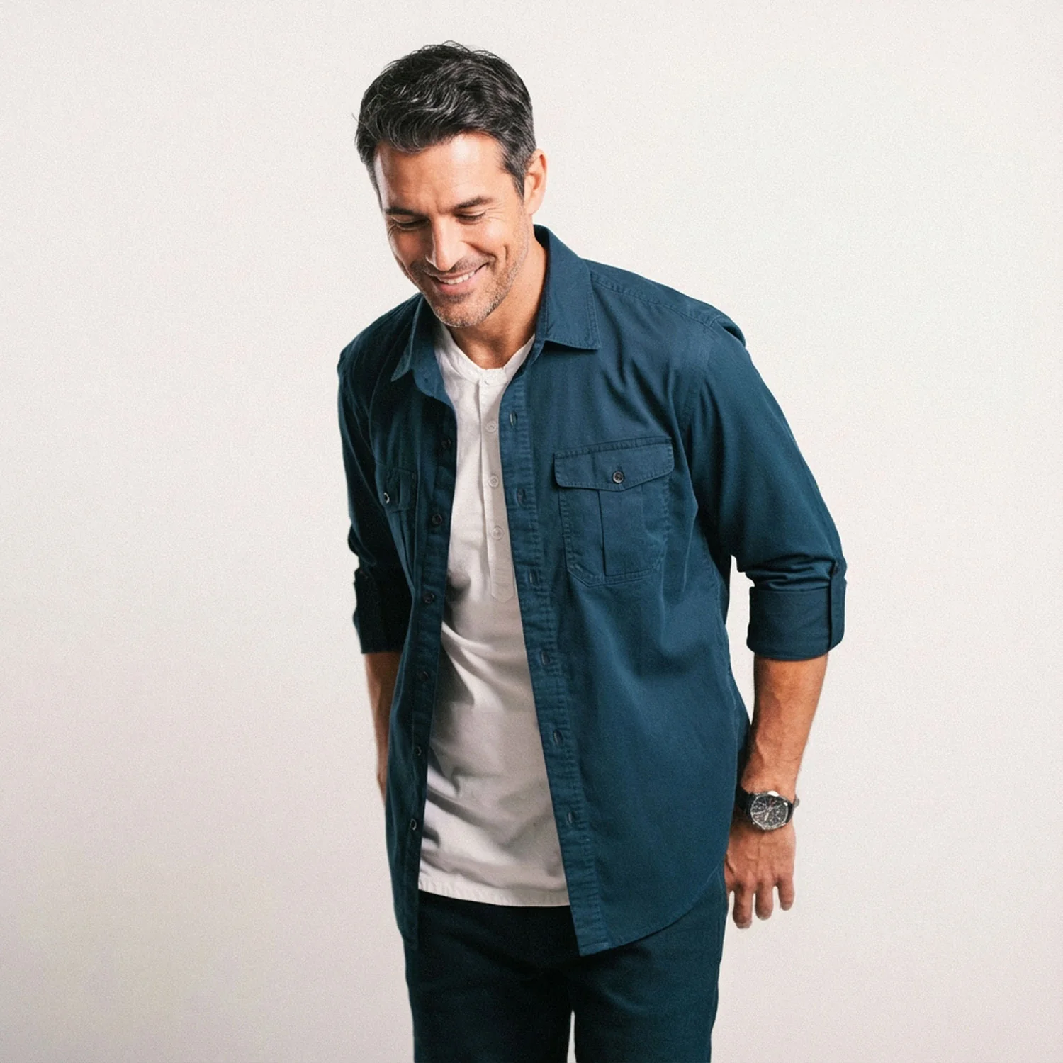 Work Utility Shirt – Dark Navy Cotton Twill - Image 7