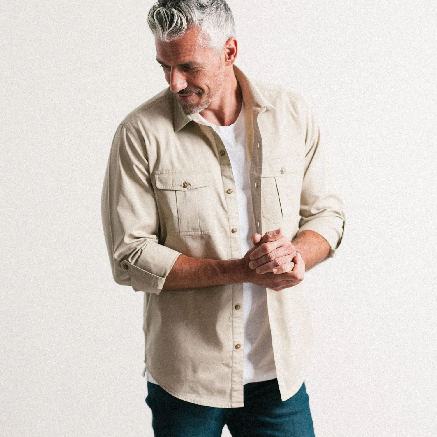Work Utility Shirt – Desert Sand Cotton Twill - Image 10