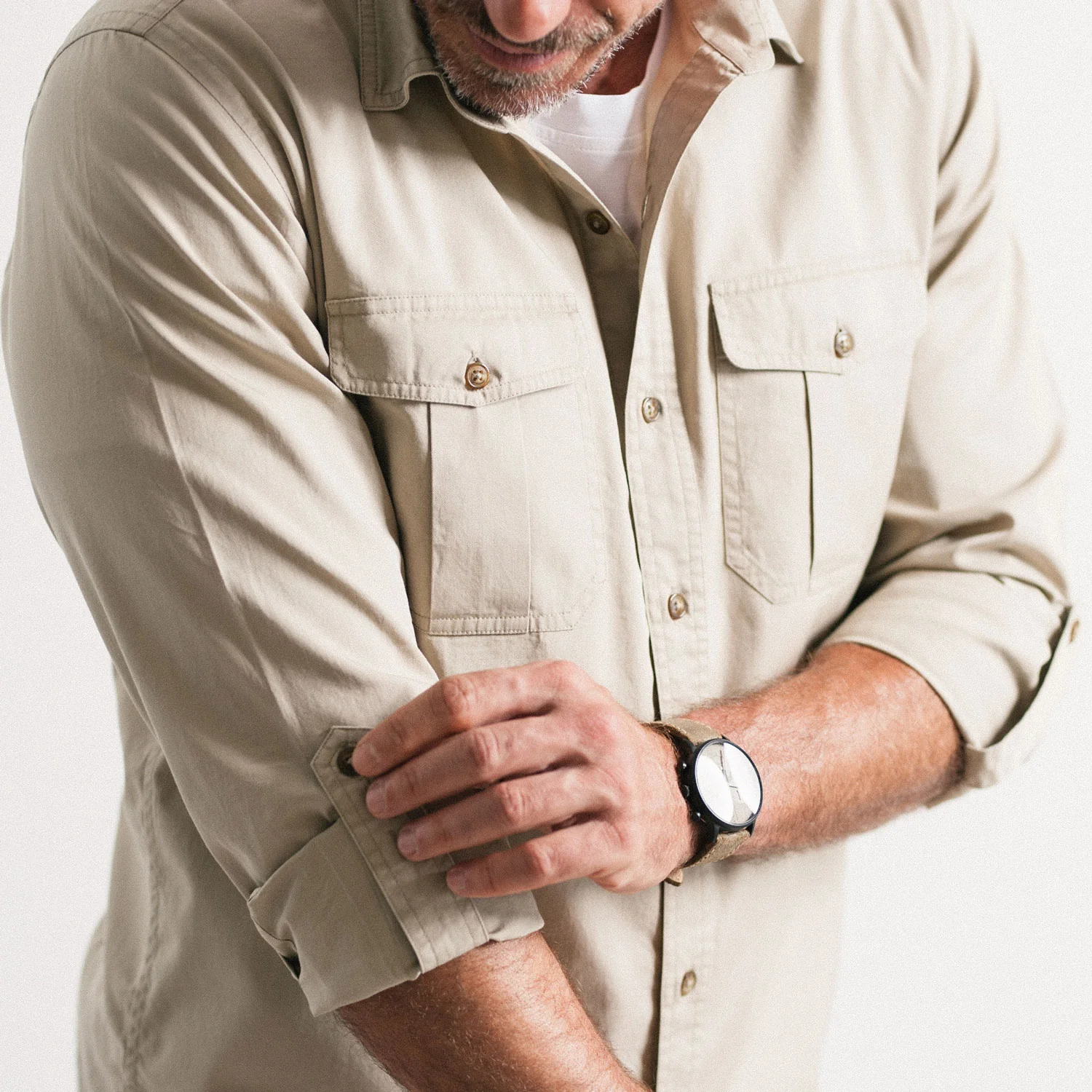 Work Utility Shirt – Desert Sand Cotton Twill - Image 11