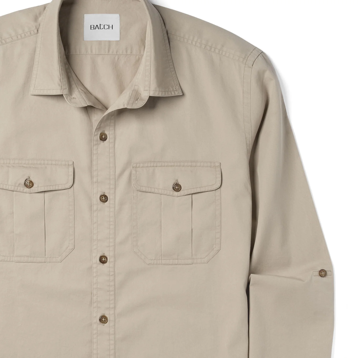 Work Utility Shirt – Desert Sand Cotton Twill - Image 4