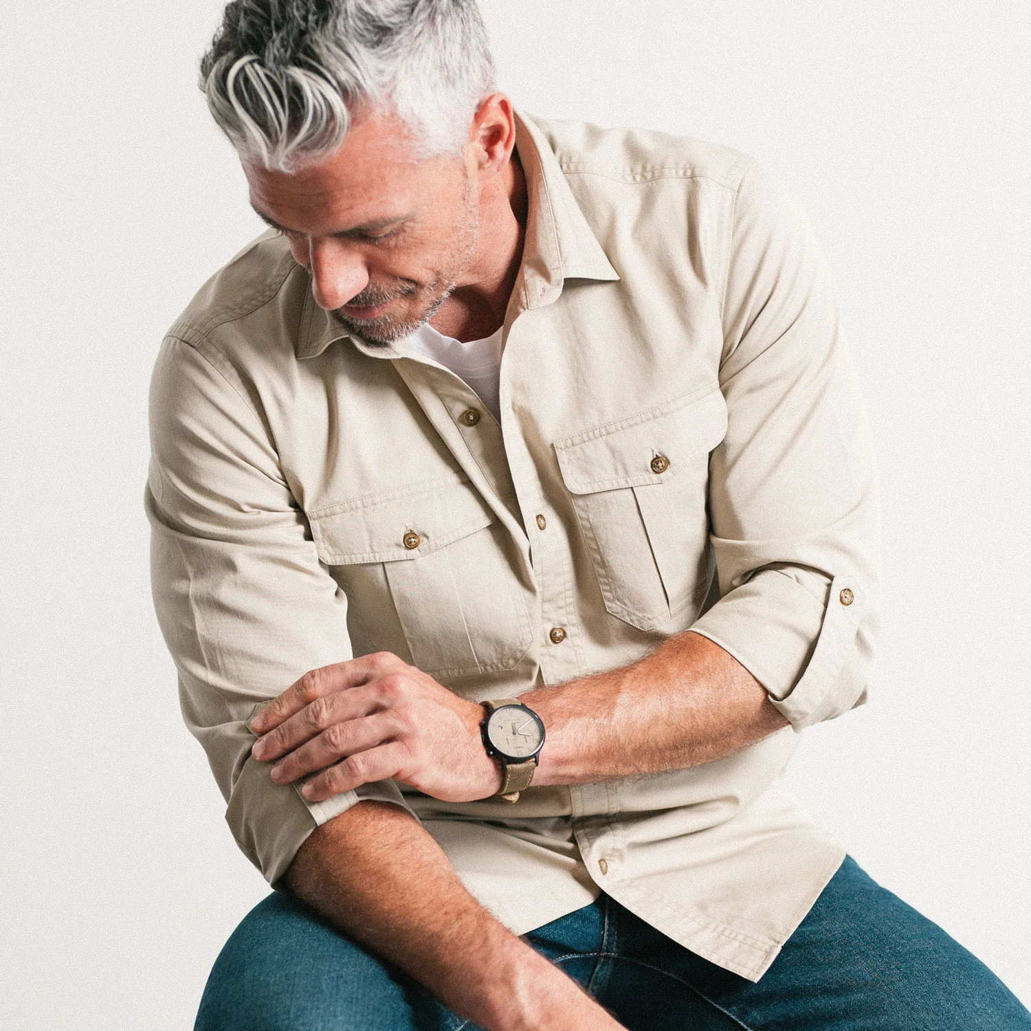 Work Utility Shirt – Desert Sand Cotton Twill - Image 6