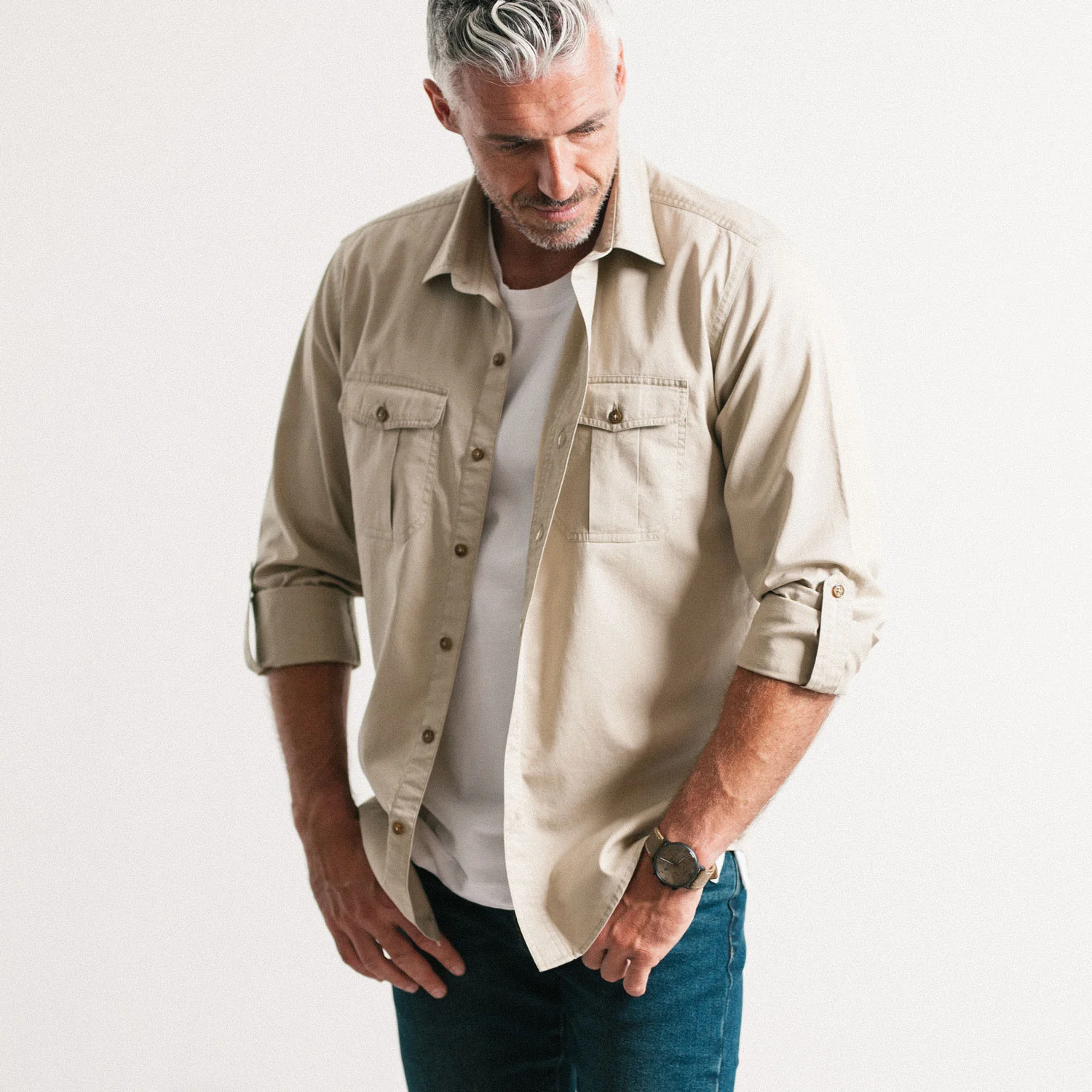 Work Utility Shirt – Desert Sand Cotton Twill - Image 9
