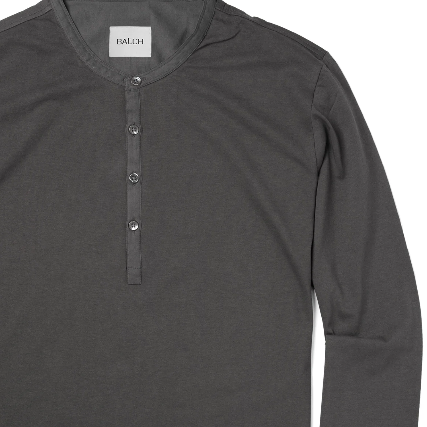Woven Placket Henley Shirt –  Slate Gray Cotton Jersey - Image 3
