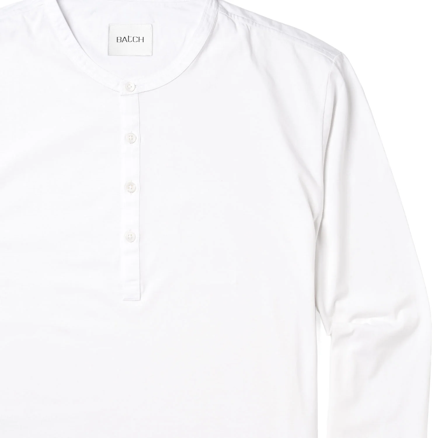 Woven Placket Henley Shirt – White Cotton Jersey - Image 3