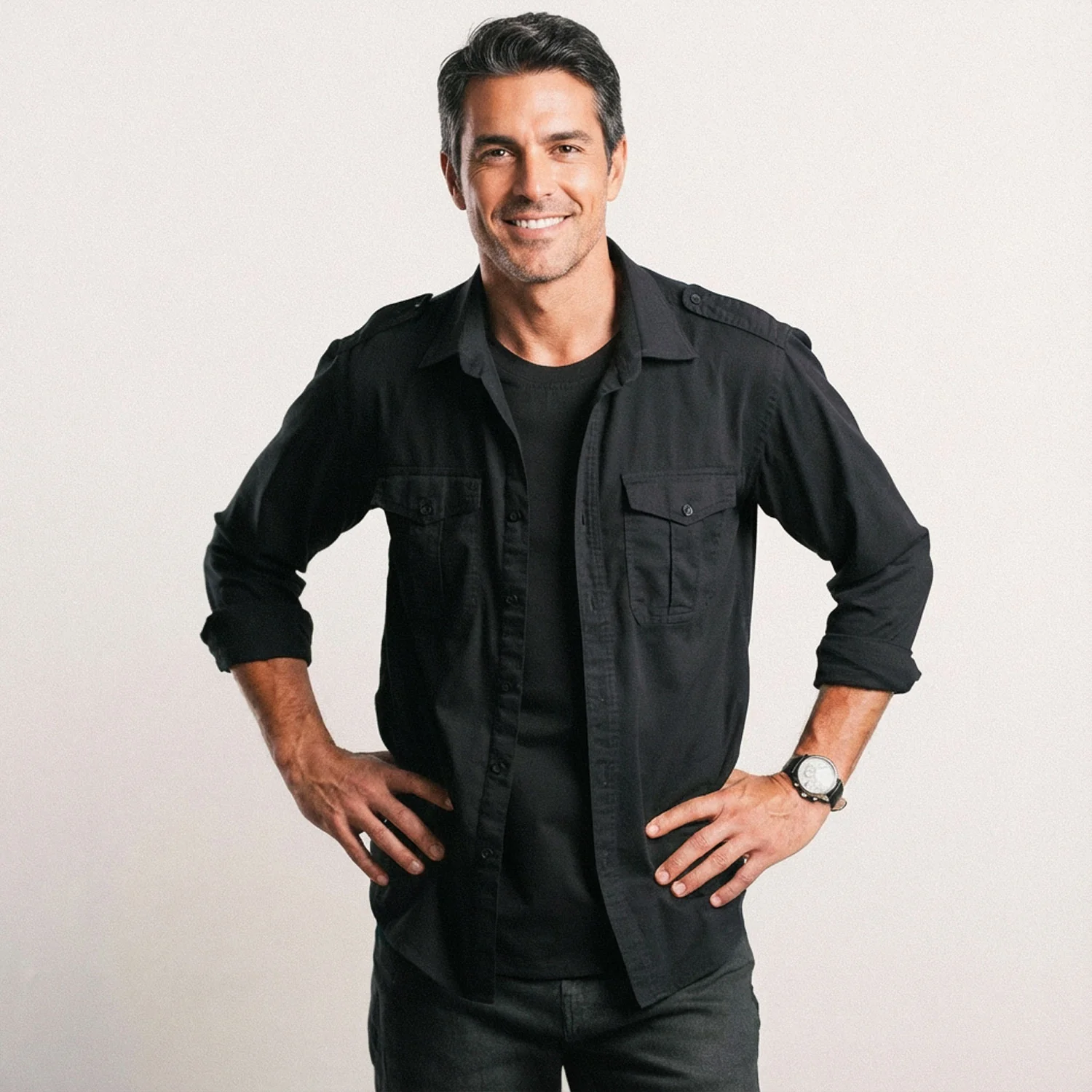 Wright Utility Shirt – Black Easy Cloth - Image 4