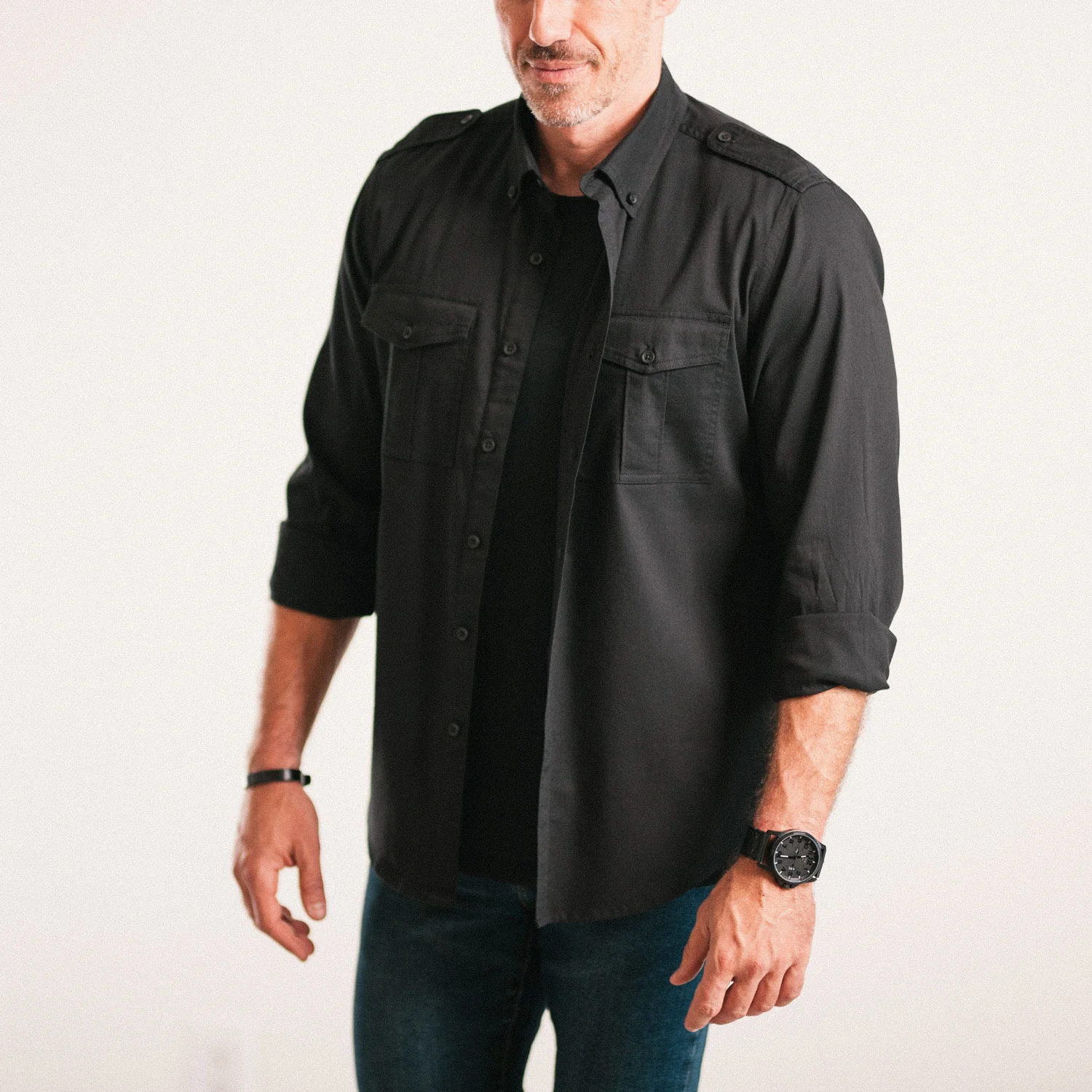 Wright Utility Shirt – Black Easy Cloth - Image 5