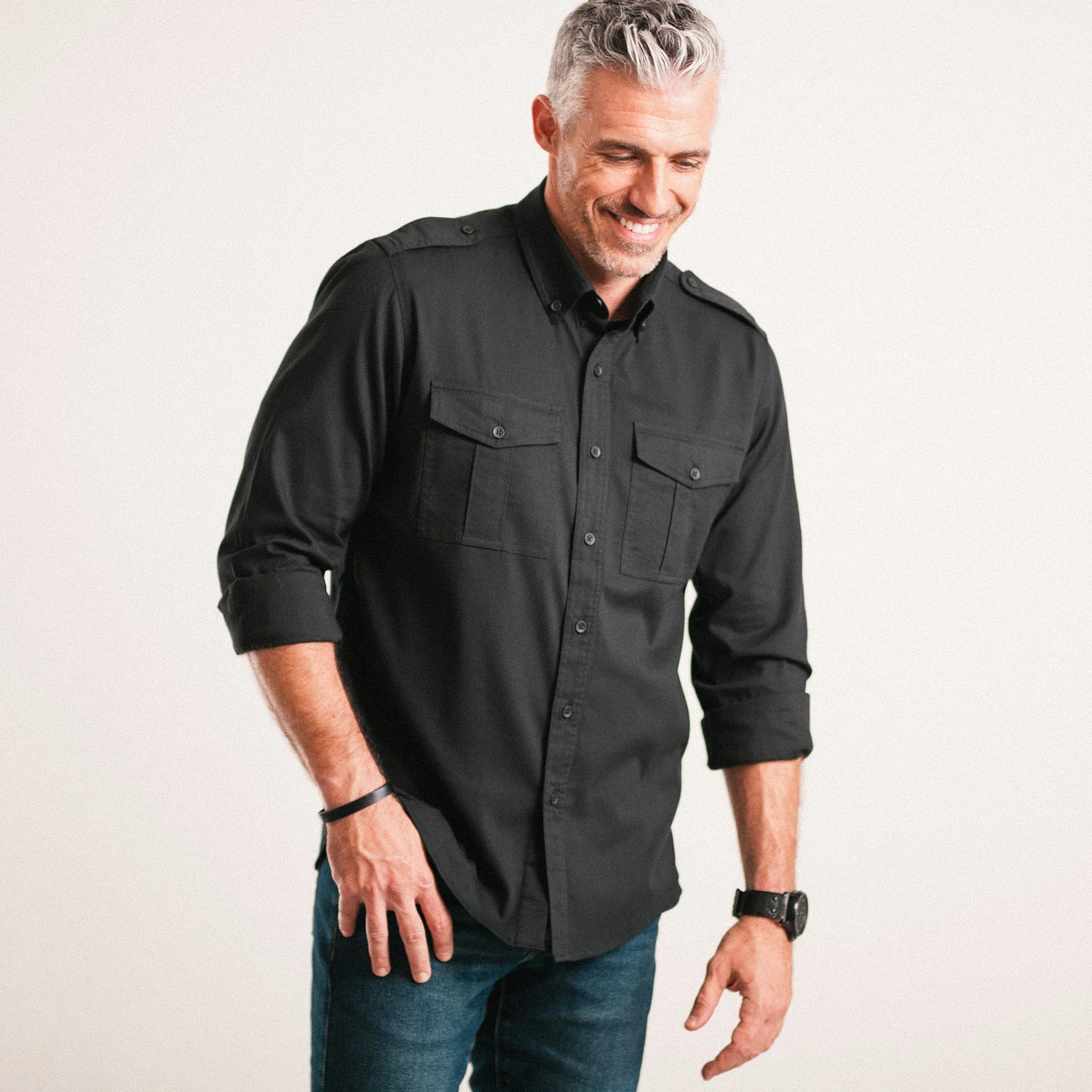 Wright Utility Shirt – Black Easy Cloth - Image 6