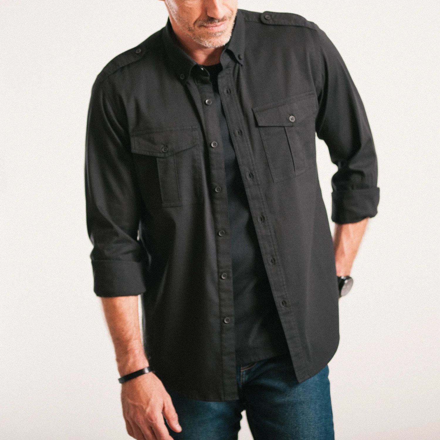 Wright Utility Shirt – Black Easy Cloth - Image 7