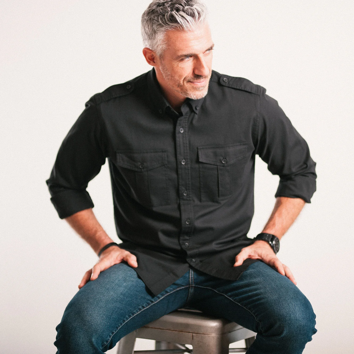 Wright Utility Shirt – Black Easy Cloth - Image 8
