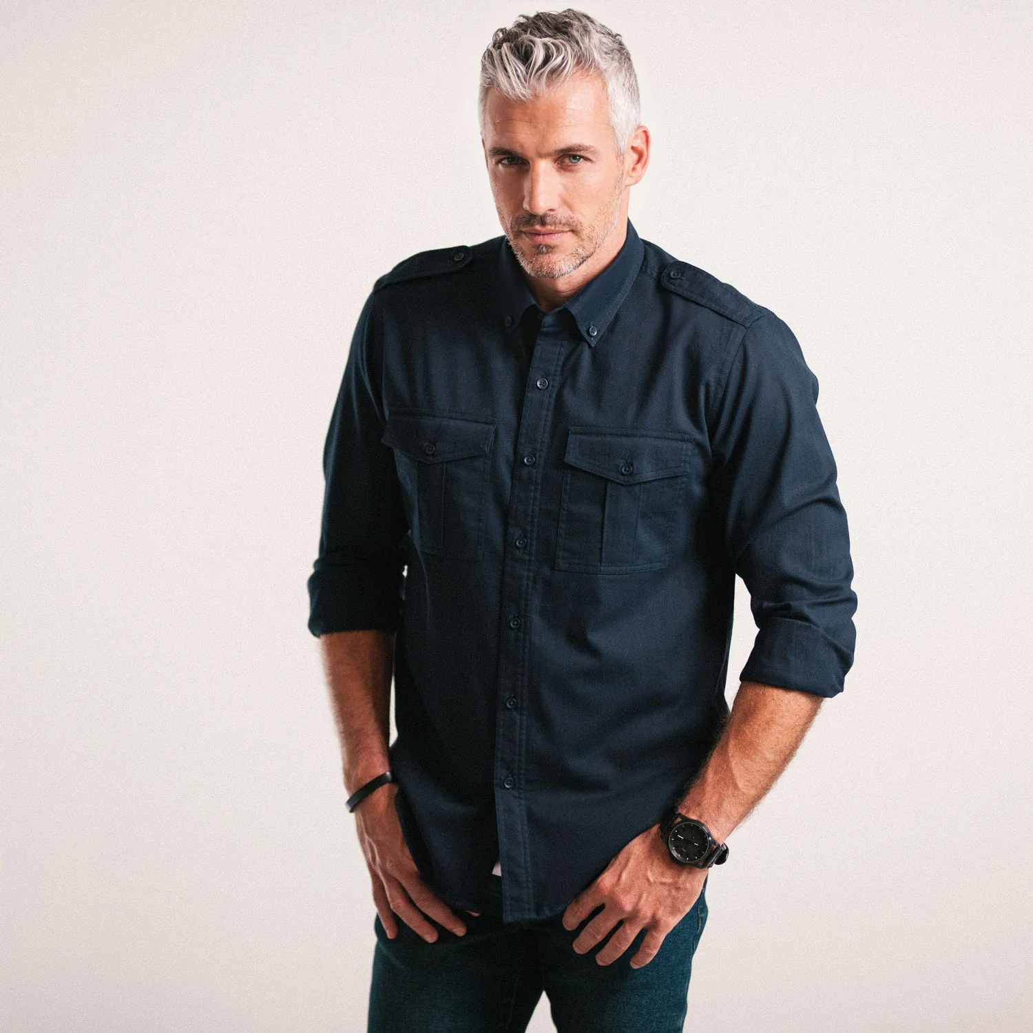 Wright Utility Shirt – Dark Navy Easy Cloth - Image 4