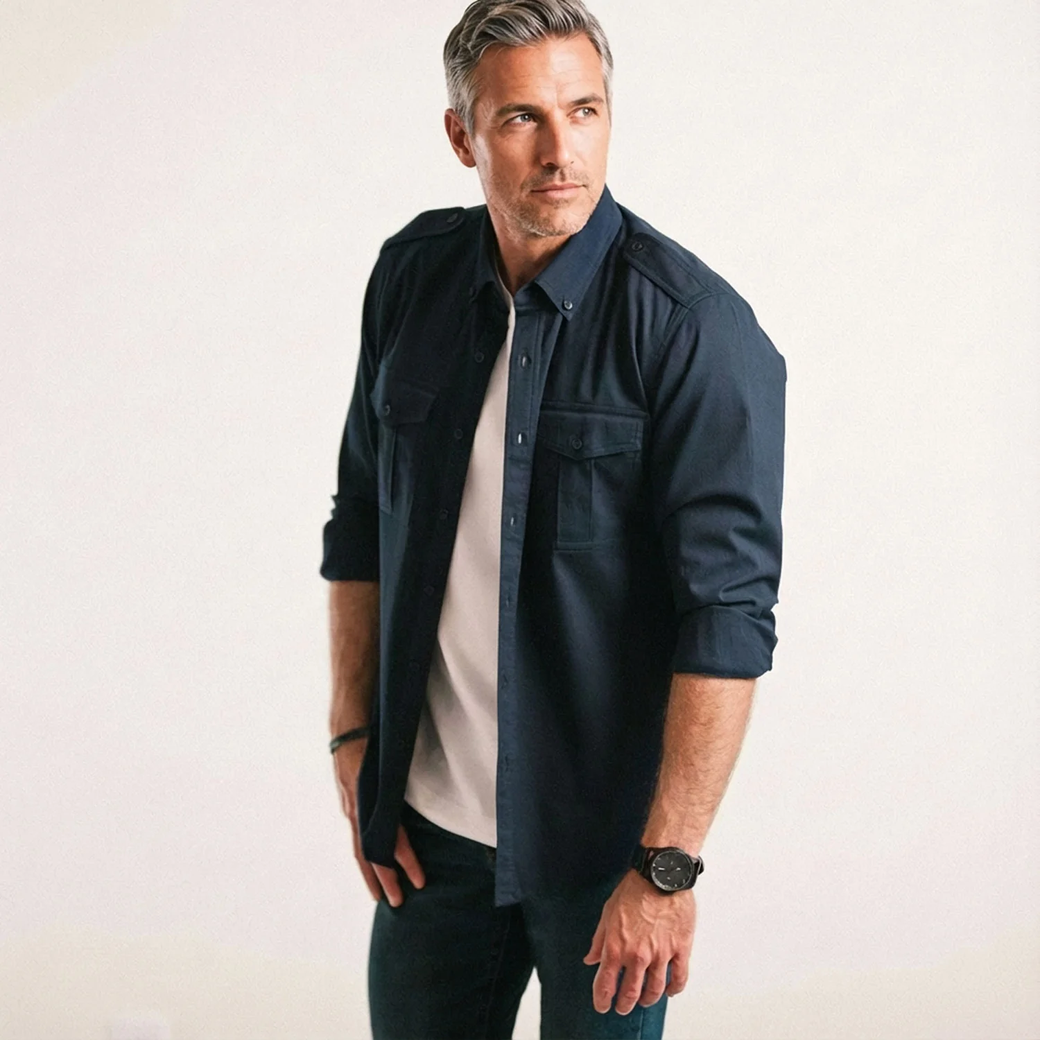Wright Utility Shirt – Dark Navy Easy Cloth - Image 5